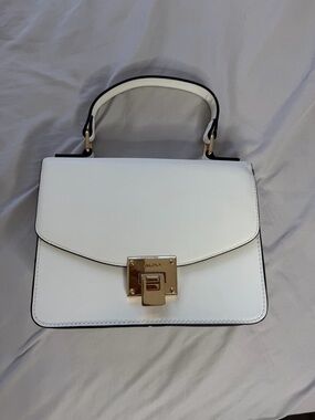 ALDO White Top-Handle Satchel with Gold Hardware